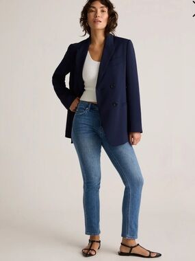 QUINCE LUNA STRETCH SLIM STRAIGHT JEANS SEASIDE BLUE SIZE 33 ORGANIC COTTON 30”
